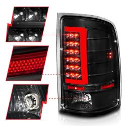 ANZO USA - Tail Light Set Black Housing Clear Lens Pair LED W/ Light Bar Style GMC Sierra 1500/2500 HD/3500 HD 2007-2014, 1500 HD/3500 2007 ANZO USA - Image 3