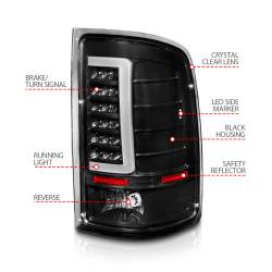 ANZO USA - Tail Light Set Black Housing Clear Lens Pair LED W/ Light Bar Style GMC Sierra 1500/2500 HD/3500 HD 2007-2014, 1500 HD/3500 2007 ANZO USA - Image 4