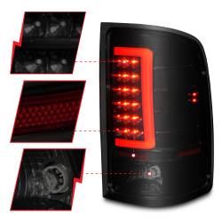 ANZO USA - Tail Light Set LED W/ Light Bar Style Black Housing Smoke Lens Pair GMC Sierra 1500/2500 HD/3500 HD 2007-2014, 1500 HD/3500 2007 ANZO USA - Image 3