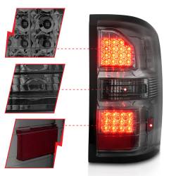 ANZO USA - Tail Light Set LED Chrome Housing Smoke Lens Pair GMC Sierra 1500 2015-2018, 2500 HD/3500 HD 2014-2018 ANZO USA - Image 3