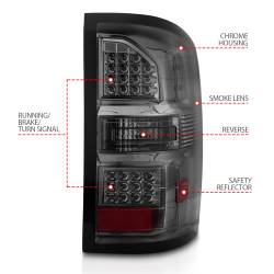 ANZO USA - Tail Light Set LED Chrome Housing Smoke Lens Pair GMC Sierra 1500 2015-2018, 2500 HD/3500 HD 2014-2018 ANZO USA - Image 4