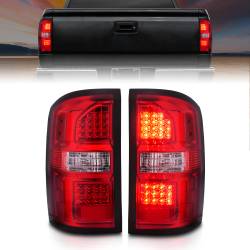 Tail Light Set LED Chrome Housing Red/Clear Lens Pair GMC Sierra 1500 2015-2018, 2500 HD/3500 HD 2014-2018 ANZO USA