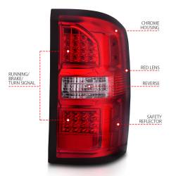 ANZO USA - Tail Light Set LED Chrome Housing Red/Clear Lens Pair GMC Sierra 1500 2015-2018, 2500 HD/3500 HD 2014-2018 ANZO USA - Image 4