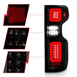 ANZO USA - Tail Light Set LED W/ Light Bar Style Sequential Black Housing Smoke Lens Pair Chevrolet Silverado 1500/2500 HD/3500 HD 2019-2023, 1500 LTD 2022 ANZO USA - Image 3