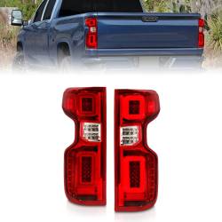 Tail Light Set LED W/ Light Bar Style Sequential Chrome Housing Red/Clear Lens Pair Chevrolet Silverado 1500/2500 HD/3500 HD 2019-2023, 1500 LTD 2022 ANZO USA