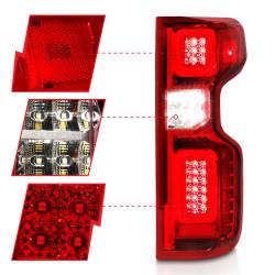 ANZO USA - Tail Light Set LED W/ Light Bar Style Sequential Chrome Housing Red/Clear Lens Pair Chevrolet Silverado 1500/2500 HD/3500 HD 2019-2023, 1500 LTD 2022 ANZO USA - Image 3