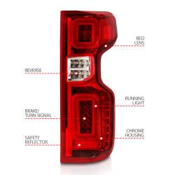 ANZO USA - Tail Light Set LED W/ Light Bar Style Sequential Chrome Housing Red/Clear Lens Pair Chevrolet Silverado 1500/2500 HD/3500 HD 2019-2023, 1500 LTD 2022 ANZO USA - Image 4