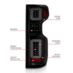 ANZO USA - Tail Light Set Black Housing Smoke Lens Pair LED W/ Light Bar Style Sequential Chevrolet Silverado 1500/2500 HD/3500 HD 2019-2023, 1500 LTD 2022 ANZO USA - Image 4