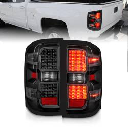 Tail Light Set LED Black Housing Clear Lens Pair Will Not Work On Factory LED Tail Light For Gmc Sierra Dually Models Chevrolet Silverado 1500 2014-2018, 2500 HD/3500 HD 2015-2019, GMC Sierra 3500 HD 2015-2019 ANZO USA