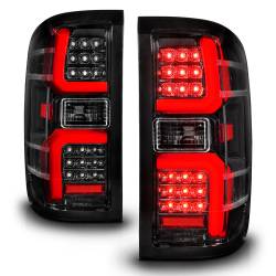 ANZO USA - Tail Light Set LED W/ Light Bar Style Sequential Black Housing Clear Lens Pair Chevrolet Silverado 1500 2014-2018, 2500 HD/3500 HD 2015-2019, GMC Sierra 3500 HD 2015-2019 ANZO USA - Image 2