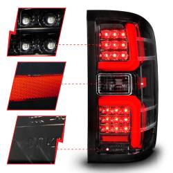 ANZO USA - Tail Light Set LED W/ Light Bar Style Sequential Black Housing Clear Lens Pair Chevrolet Silverado 1500 2014-2018, 2500 HD/3500 HD 2015-2019, GMC Sierra 3500 HD 2015-2019 ANZO USA - Image 3
