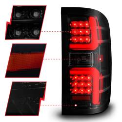 ANZO USA - Tail Light Set LED W/ Light Bar Style Sequential Black Housing Smoke Lens Pair Chevrolet Silverado 1500 2014-2018, 2500 HD/3500 HD 2015-2019, GMC Sierra 3500 HD 2015-2019 ANZO USA - Image 3