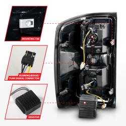 ANZO USA - Tail Light Set LED W/ Light Bar Style Sequential Black Housing Smoke Lens Pair Chevrolet Silverado 1500 2014-2018, 2500 HD/3500 HD 2015-2019, GMC Sierra 3500 HD 2015-2019 ANZO USA - Image 4