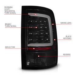 ANZO USA - Tail Light Set Sequential LED Black Housing Smoke Lens PairRam 1500/2500/3500 2011-2018 ANZO USA - Image 4