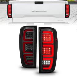 Tail Light Set Full LED Tube Sequential Signal Black Housing Smoke Lens Pair GMC Sierra 1500 2019-2024, 2500 HD/3500 HD 2020-2025 ANZO USA