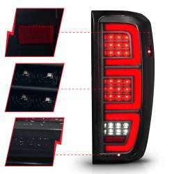 ANZO USA - Tail Light Set Full LED Tube Sequential Signal Black Housing Smoke Lens Pair GMC Sierra 1500 2019-2024, 2500 HD/3500 HD 2020-2025 ANZO USA - Image 3