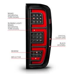 ANZO USA - Tail Light Set Full LED Tube Sequential Signal Black Housing Clear Lens Pair GMC Sierra 1500 2019-2023, 2500 HD/3500 HD 2020-2023 ANZO USA - Image 4