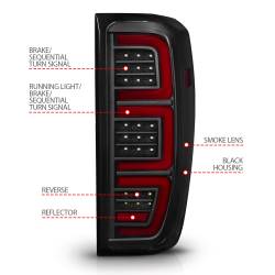ANZO USA - Tail Light Set Full LED Tube Sequential Signal Black Housing Smoke Lens Pair GMC Sierra 1500 2019-2023, 2500 HD/3500 HD 2020-2023 ANZO USA - Image 4