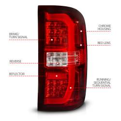 ANZO USA - Tail Light Set LED Tube Sequential Signal Chrome Housing Red/Clear Lens Pair GMC Sierra 1500/2500 HD/3500 HD 2014-2019, 1500 Limited 2019 ANZO USA - Image 4