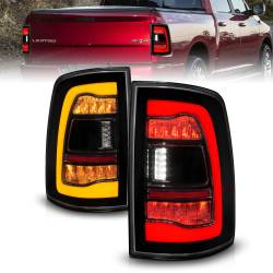 Tail Light Set LED Sequential LED Amber Switchback Turn Signal Black Housing Smoke Lens Pair Dodge Ram 1500/2500/3500 2009-2010, Ram 1500/2500/3500 2011-2018, Ram 1500 2019-2023 ANZO USA