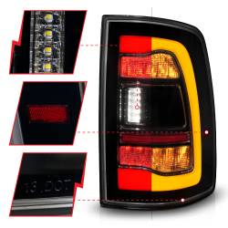 ANZO USA - Tail Light Set LED Sequential LED Amber Switchback Turn Signal Black Housing Smoke Lens Pair Dodge Ram 1500/2500/3500 2009-2010, Ram 1500/2500/3500 2011-2018, Ram 1500 2019-2023 ANZO USA - Image 3