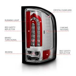 ANZO USA - Tail Light Led Taillights Chrome Chevrolet Silverado 1500/3500 2007-2013, 1500 HD 2007, 2500/2500 HD/3500 HD 2007-2014 ANZO USA - Image 4
