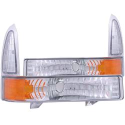Euro Clear Lens Chrome Housing Amber Reflector Pair Ford Excursion 2000-2004, Ford F-250/F-350/F-450/F-550 Super Duty 1999-2004 ANZO USA
