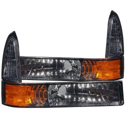 Euro Smoke Lens Black Housing Amber Reflector Pair Ford Excursion 2000-2004, Ford F-250/F-350/F-450/F-550 Super Duty 1999-2004 ANZO USA