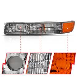 ANZO USA - Crystal Parking Light Parking Turn Signal Lights Chrome Amber (Oe) GMC Sierra 1500/Yukon 1999-2006, 2500 HD 2001-2006, GMC Yukon XL 1500/2500 2000-2006 ANZO USA - Image 3