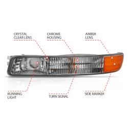 ANZO USA - Crystal Parking Light Parking Turn Signal Lights Chrome Amber (Oe) GMC Sierra 1500/Yukon 1999-2006, 2500 HD 2001-2006, GMC Yukon XL 1500/2500 2000-2006 ANZO USA - Image 4